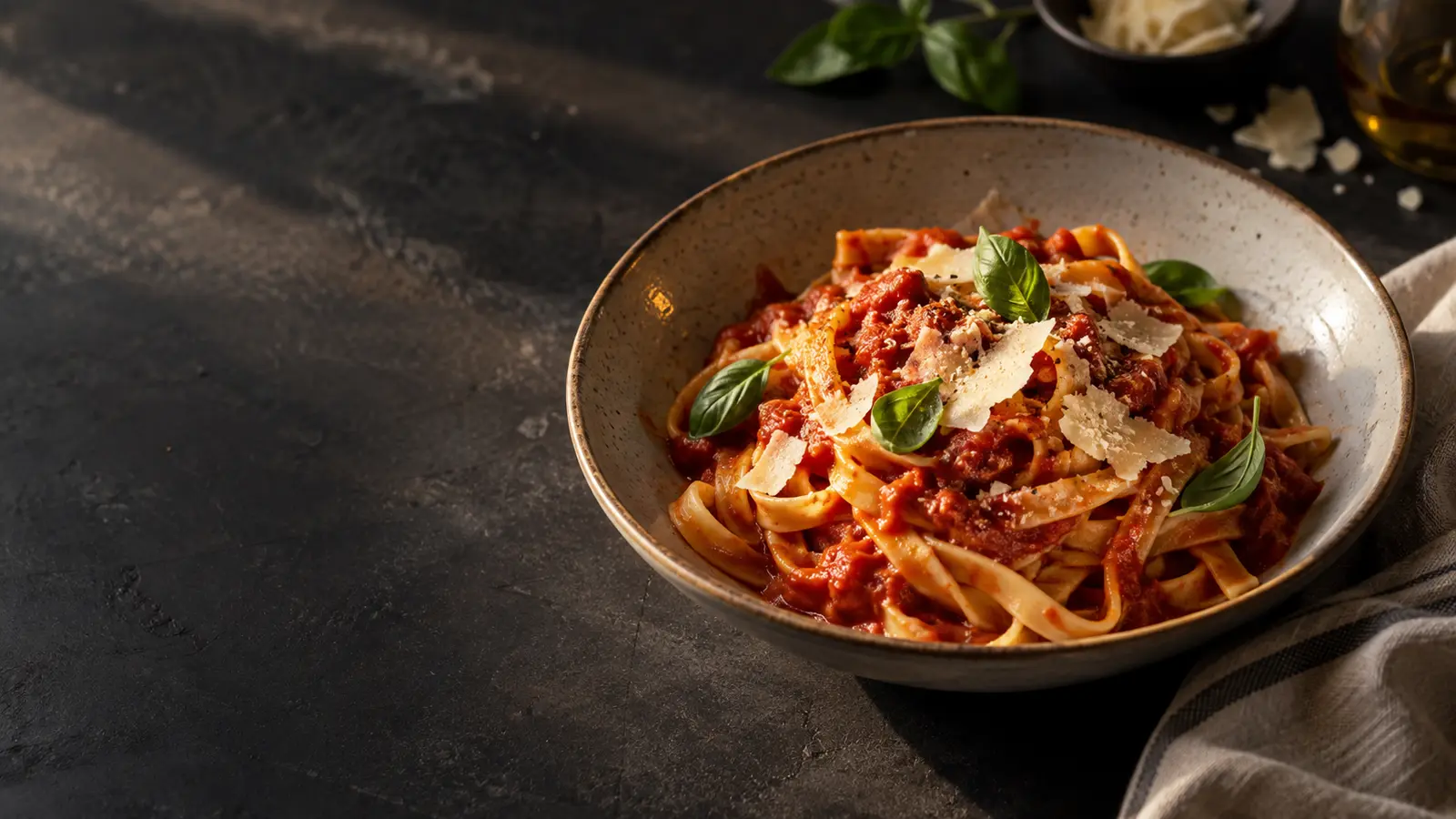 Fictional restaurant sample: pasta with basil and parmesan